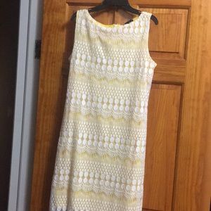 A white with yellow lining summer spring dress